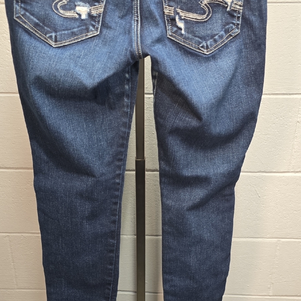 Women's Distressed Silver Blue Jeans - Picture 8 of 12
